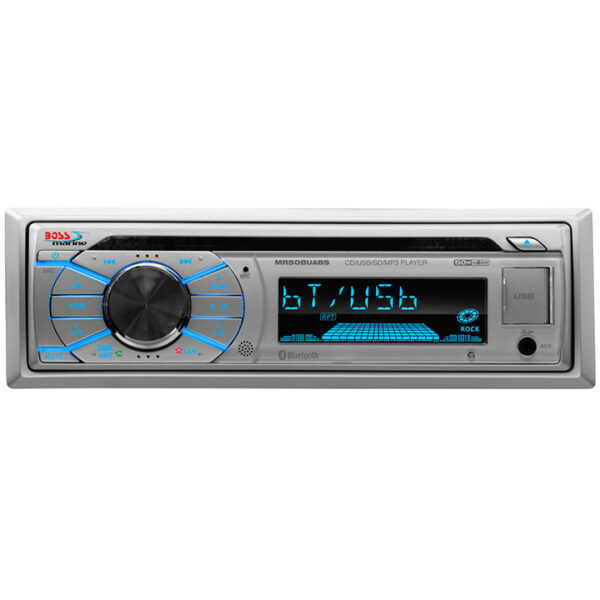 Boss Audio MR508UABS AM/FM Radio Receiver CD Player Silver USB Port Bluetooth 200 Watt Marine Stereo