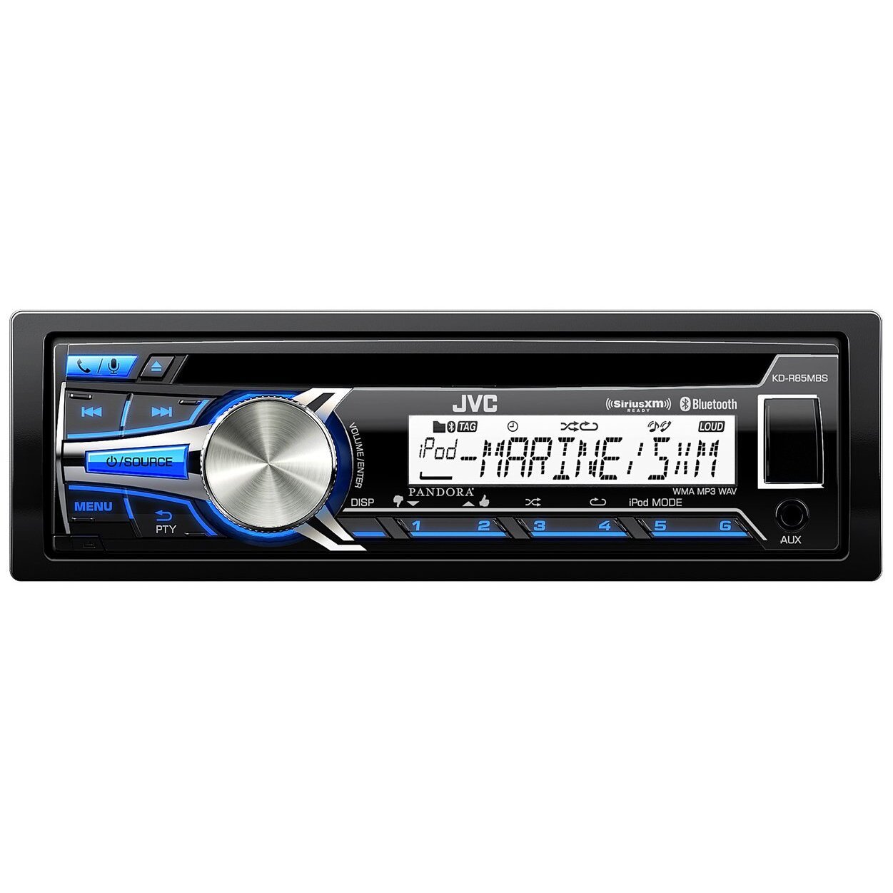 JVC KD-R85MBS AM/FM Radio Receiver CD Player USB Port iPod Control SiriusXM Ready Bluetooth Pandora I Heart Radio Marine Stereo