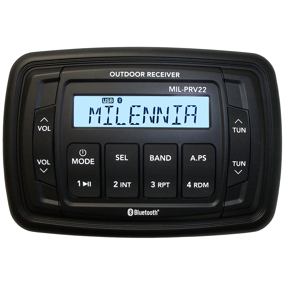 Milennia PRV22 AM/FM Radio Receiver USB Port Bluetooth 180 Watt Waterproof Marine Stereo