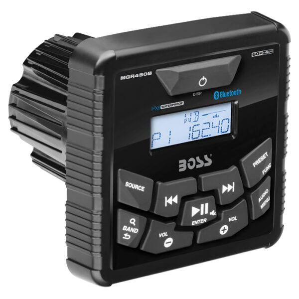 Boss Audio MGR450B AM/FM Radio Receiver USB NOAA Weather Band Bluetooth Gauge Size 240 Watt Waterproof Marine Stereo