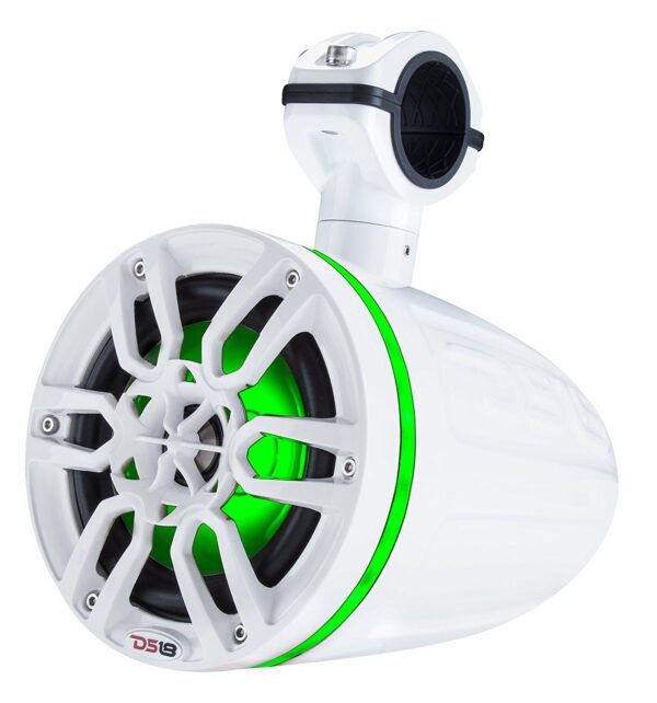 DS18 NXL6TPW White 6.5" 300 Watt Waterproof Wakeboard Tower Marine Speakers With RGB LED Accent Lighting