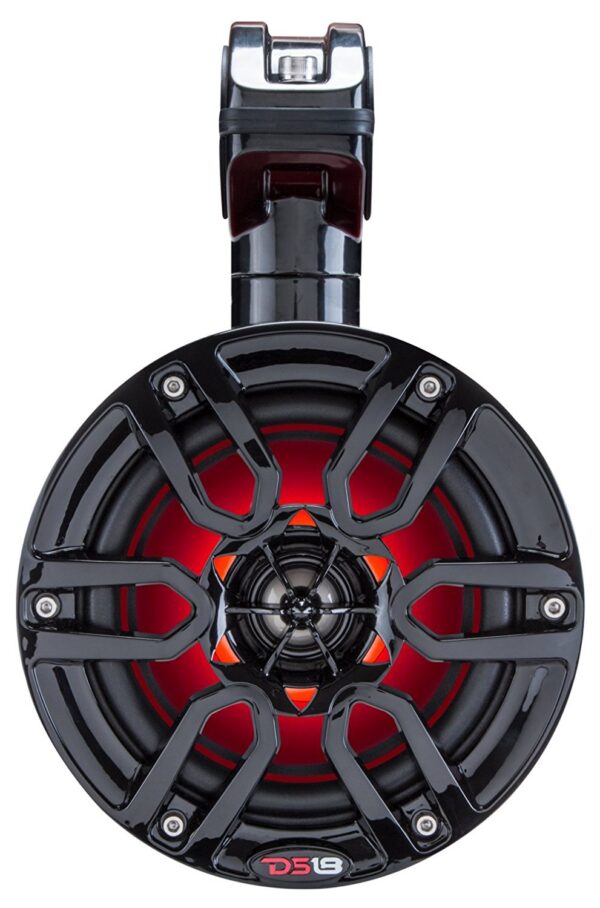 DS18 NXL8TPR 8" Red 375 Watt Waterproof Wakeboard Tower Marine Speakers With RGB LED Accent Lighting