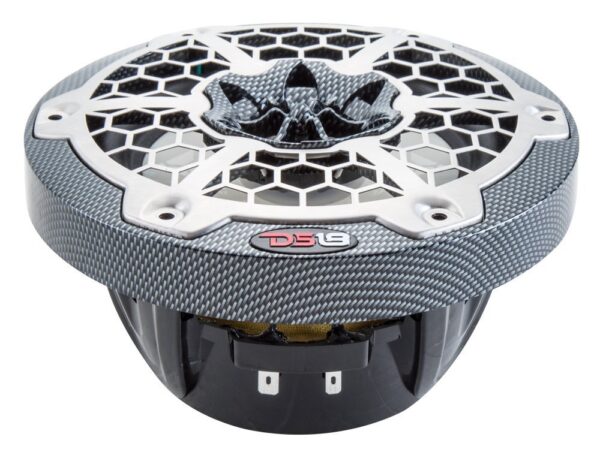 DS18 CF65 Black And Silver 6.5" 375 Watt Waterproof Marine Speakers With RGB LED Accent Lighting