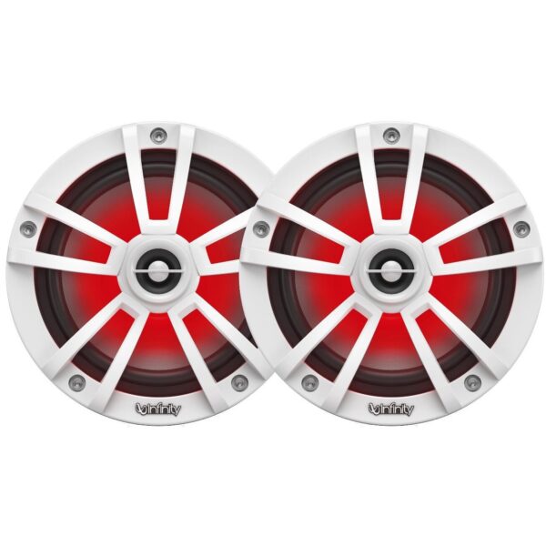 Infinity INF822MLW White 8" Reference Series Coaxial 450 Watt Waterproof Marine Speakers With RGB LED Accent Lighting