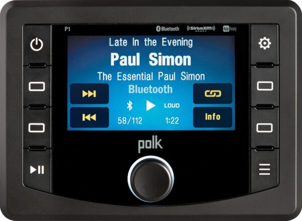 Polk Audio P1 AM/FM Radio Receiver USB Port iPod/iPhone Control Bluetooth SiriusXM Ready Weather Band Waterproof Marine Stereo With Color Display