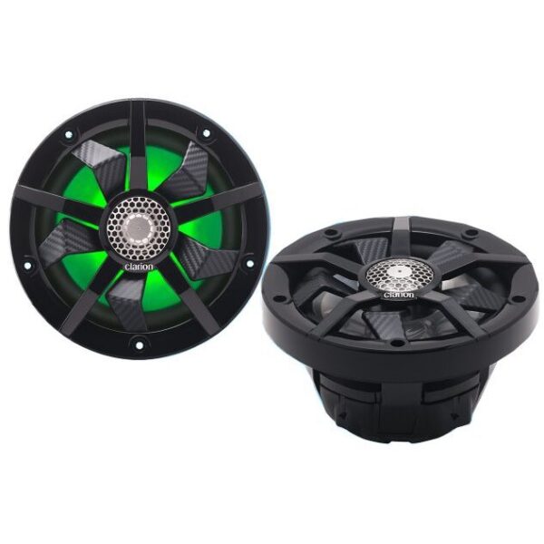 Clarion CM1623RL Black/Silver 6.5" 200 Watt Coaxial 2-Way Waterproof Marine Speakers With RGB LED Accent Lights