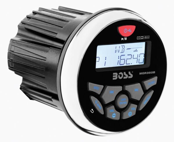 Boss Audio MGR350PKG AM/FM Radio Receiver USB Port Bluetooth Gauge Size Weather Band Waterproof Stereo With 4 Marine Speakers Subwoofer And 5 Channel Amplifier