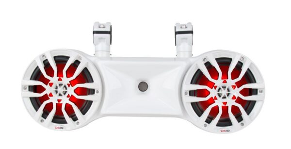 DS18 NXL-82TDW 8" White Double Tower 900 Watt Waterproof Marine Speakers With RGB LED Accent Lighting