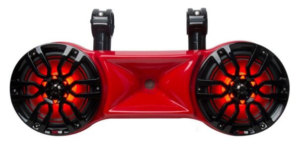 DS18 NXL-82TDR 8" Red Double Tower 900 Watt Waterproof Marine Speakers With RGB LED Accent Lighting