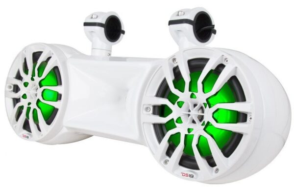 DS18 NXL-62TDW 6.5" White Double Tower 750 Watt Waterproof Marine Speakers With RGB LED Accent Lighting