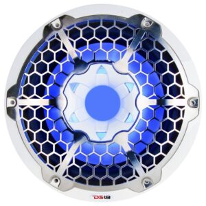 DS18 NXL10SUB White/Silver 10″ 600 Watt Waterproof Marine Subwoofer With RGB LED Accent Lighting