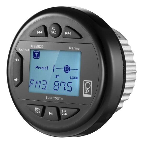 Poly-Planar GSMR20PKG AM/FM Radio Receiver Bluetooth USB Port Gauge Size Waterproof Marine Stereo With 1600 Watt Amplifier And 4 Waterproof Speakers