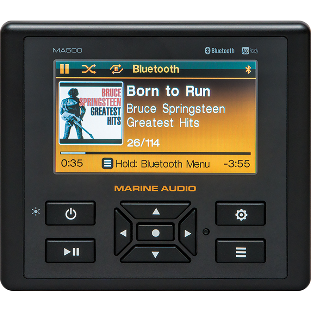 Marine Audio MA500 AM/FM Radio Receiver Weatherband USB Bluetooth 160 Watt Waterproof Marine Stereo With Full Color Display