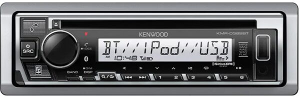 Kenwood KMR-D382BT AM/FM Radio Receiver CD Player USB Port iPod/iPhone Control Bluetooth SiriusXM Satellite Radio Ready 200 Watt Pandora I Heart Radio Marine Stereo