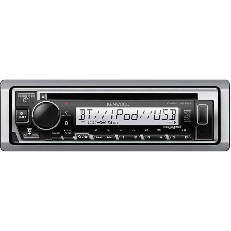 Kenwood KMR-D382BT AM/FM Radio Receiver CD Player USB Port IPod/iPhone Control SiriusXM Satellite Radio Ready 200 Watt Pandora I Heart Radio Stereo - Rock The Boat Audio
