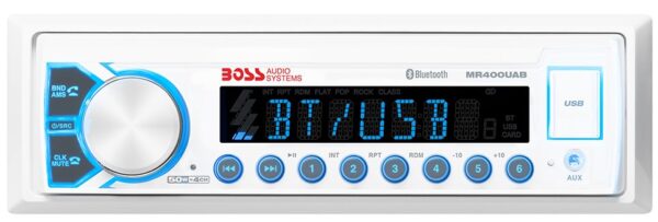 Boss Audio MCK400WB.6 AM/FM Radio Receiver USB Port Bluetooth Marine Stereo With 2 Waterproof Speakers