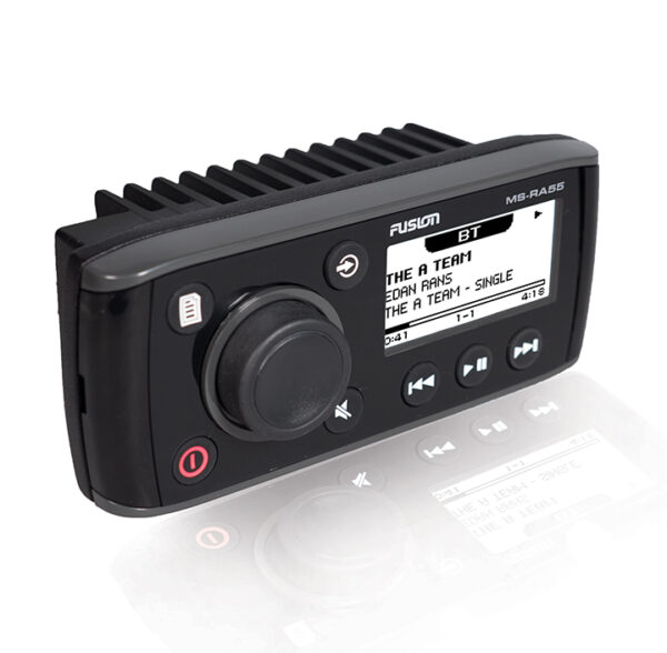 Fusion MS-RA55KTS AM/FM Radio Receiver Bluetooth Waterproof Marine Stereo With 2 Shallow Mount Marine Speakers