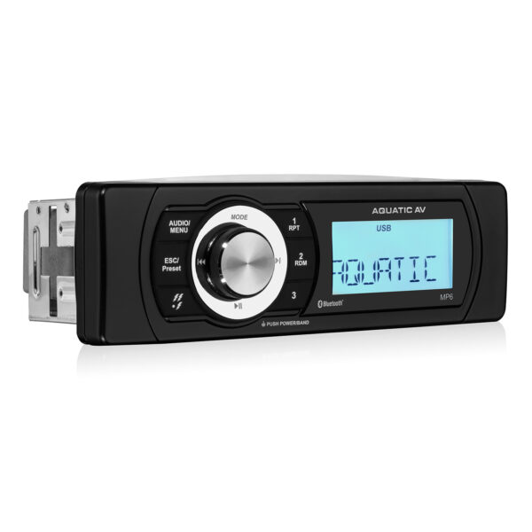 Aquatic AV MP6 AM/FM Radio Receiver USB Port Bluetooth Shallow Mount Waterproof Marine Stereo