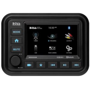 Boss Audio MGV550B AM/FM Radio Receiver USB Port Bluetooth Gauge Size Waterproof Marine Stereo With Full Color Touch Screen