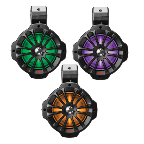 Boss Audio B62RGB 6.5" Coaxial Amplified 750 Watt Bluetooth Waterproof Wake Tower Speakers With RGB LED Accent Lighting
