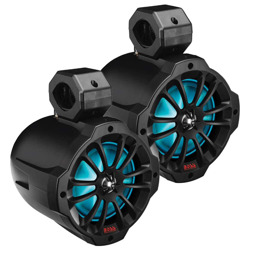 Boss Audio B62RGB 6.5" Coaxial Amplified 750 Watt Bluetooth Waterproof Wake Tower Speakers With RGB LED Accent Lighting