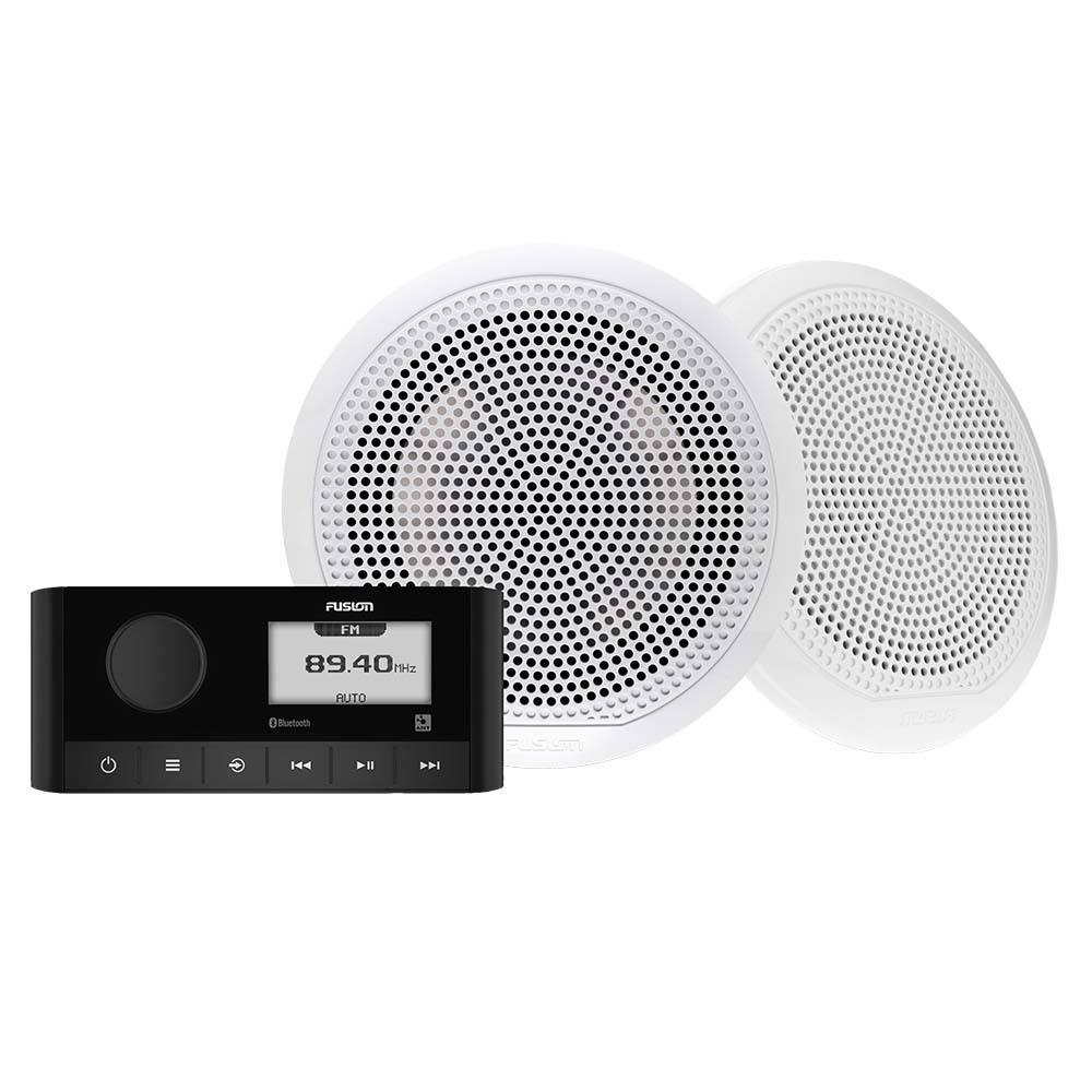 Fusion MS-RA60 AM/FM Radio Receiver Bluetooth Marine Stereo System With 6.5" White Speakers