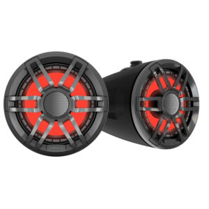 Fusion 010-02583-01 Gray 6.5″ XS Series Waterproof Marine Wake Tower Speakers With RGB Lighting