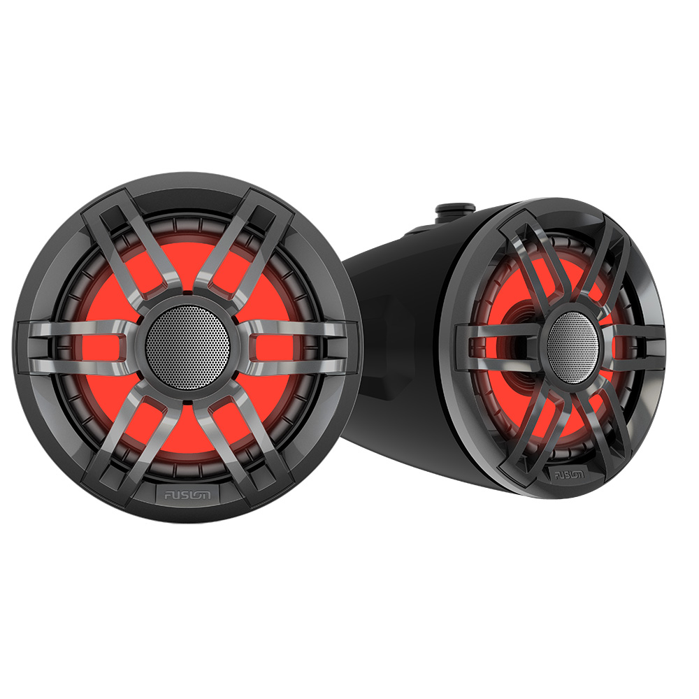 Fusion 010-02583-01 Gray 6.5" XS Series Waterproof Marine Wake Tower Speakers With RGB Lighting