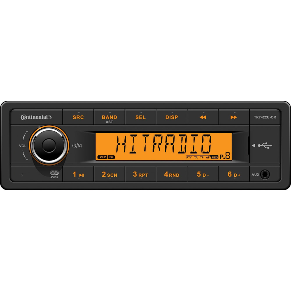Continental TRD7422U-OR AM/FM Radio Receiver USB Port 24 Volt Marine Stereo