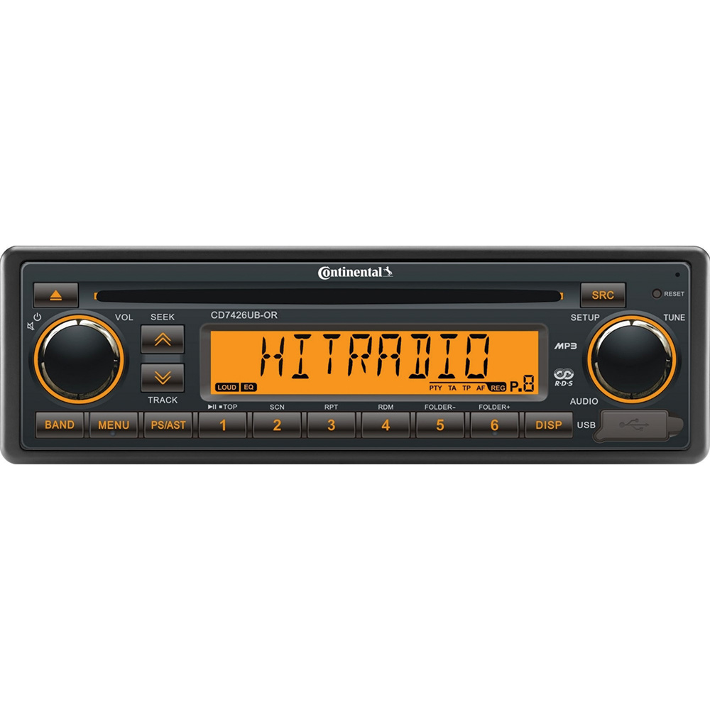 Continental CD7426UB-OR AM/FM Radio Receiver CD Player Bluetooth USB Port Marine Stereo