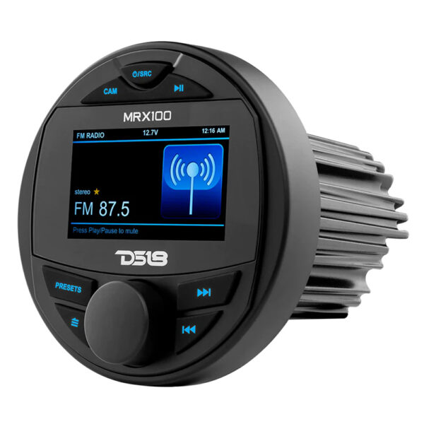 DS18 MRX100 AM/FM Radio Receiver USB Port Bluetooth Gauge Size Waterproof Marine Stereo With Full Color Display