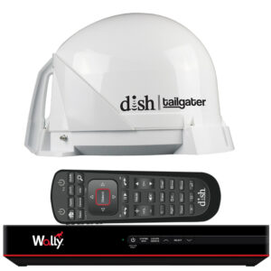 KING DISH® Tailgater® Satellite TV Antenna Bundle With DISH® Wally® HD Receiver & Cables