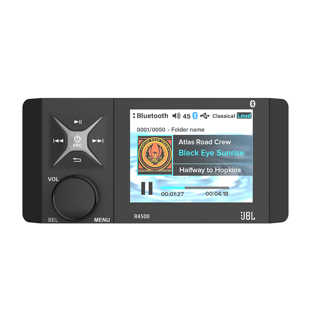 JBL R4500 Wake Series AM/FM Radio Receiver NOAA Weatherband USB Port Bluetooth Waterproof Marine Stereo With Full Color Display