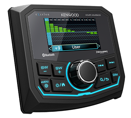 Kenwood KMR-XM500 AM/FM Radio Receiver NOAA Weatherband USB Port SiriusXM Ready Bluetooth Gauge Size Waterproof Marine Stereo With Full Color Display