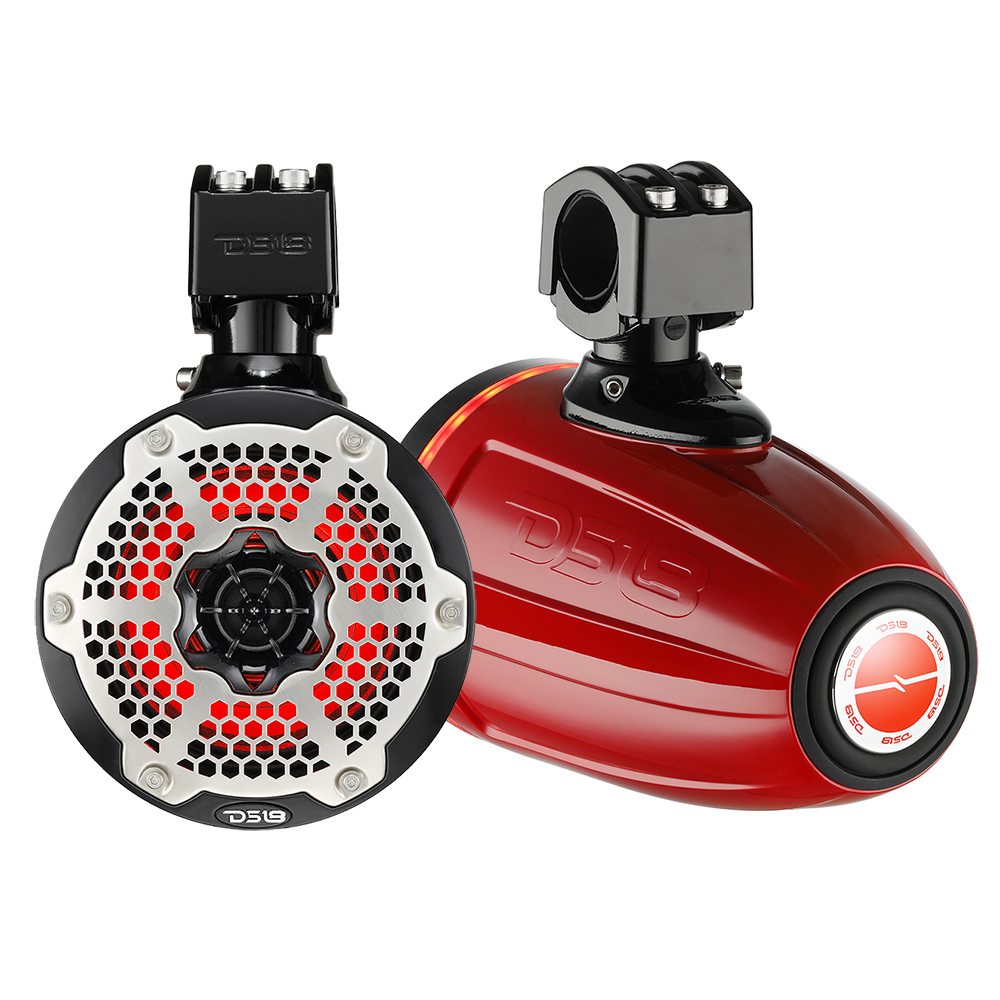 DS18 NXL-6TPNEO/RD Red 6.5" 450 Watt Waterproof Marine Wake Tower Speakers With RGB LED Lights