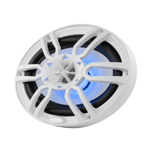 DS18 NXL-69/WH White HYDRO 6 x 9" Coaxial 2-Way 375 Watt Marine Speakers With RGB LED Lights