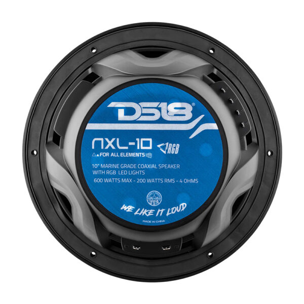 DS18 NXL10BK Black 10″ HYDRO Coaxial 2-Way 600 Watt Waterproof Marine Speakers With RGB LED Lights