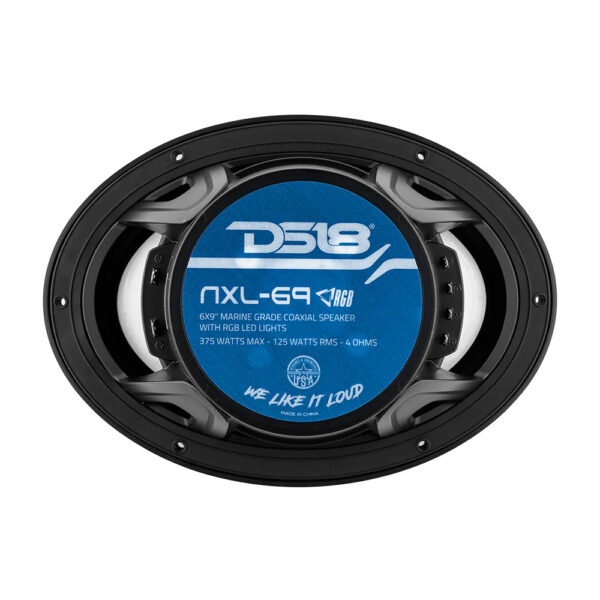 DS18 NXL-69/BK Black HYDRO 6 x 9" Coaxial 2-Way 375 Watt Marine Speakers With RGB LED Lights