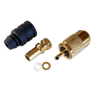 Shakespeare PL-259-58-G Gold Solder-Type Connector With UG175 Adapter & DooDad® Cable Strain Relief For RG-58x