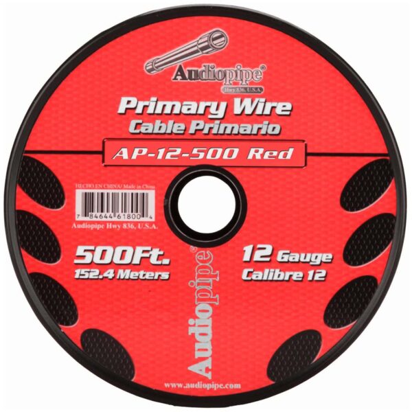 Audiopipe AP12500RD 12 Gauge 500Ft Primary Wire Red