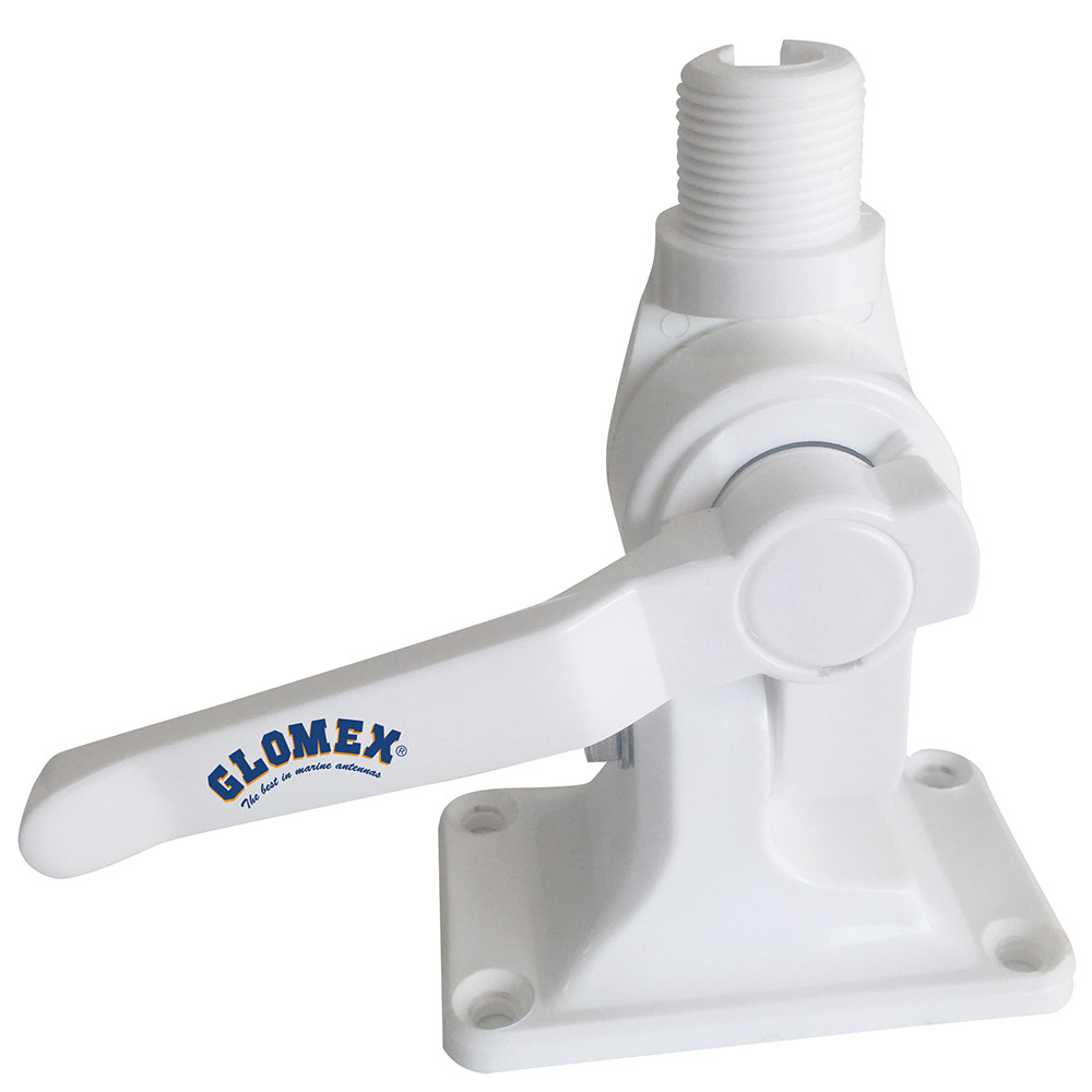 Glomex 4-Way Nylon Heavy-Duty Ratchet Mount With Cable Slot & Built-In Coax Cable Feed-Thru 1"-14 Thread