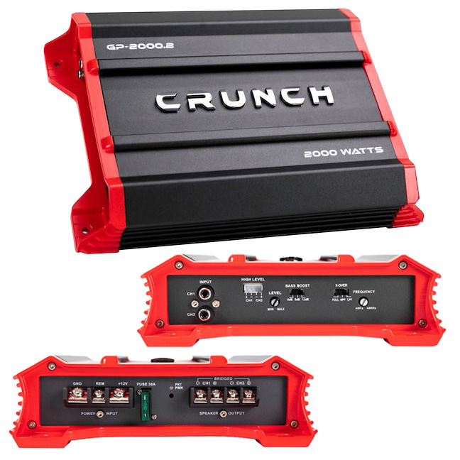 Crunch GP20002 Amplifier Ground Pounder 2 X 500 @ 4 Ohms 2 X 1000 @ 2 Ohms 1 X 2000 Watts @ 4 Ohms Bridged